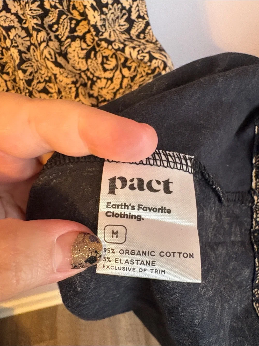 Pact Paisley Blossoms Black Fit & Flare Organic Cotton Dress size M